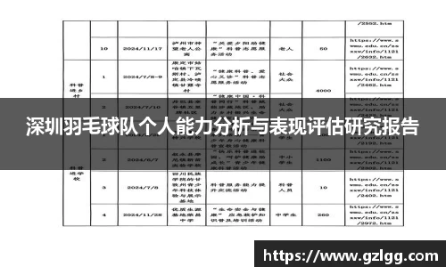 深圳羽毛球队个人能力分析与表现评估研究报告